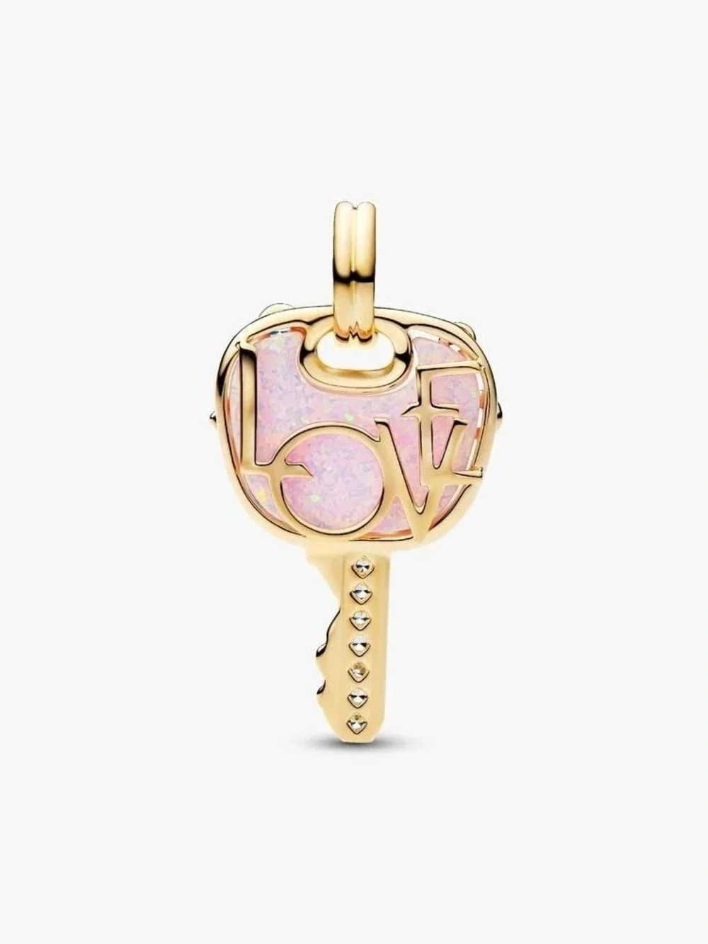 Pandora Opalescent Pink Love Key Large Dangle Charm